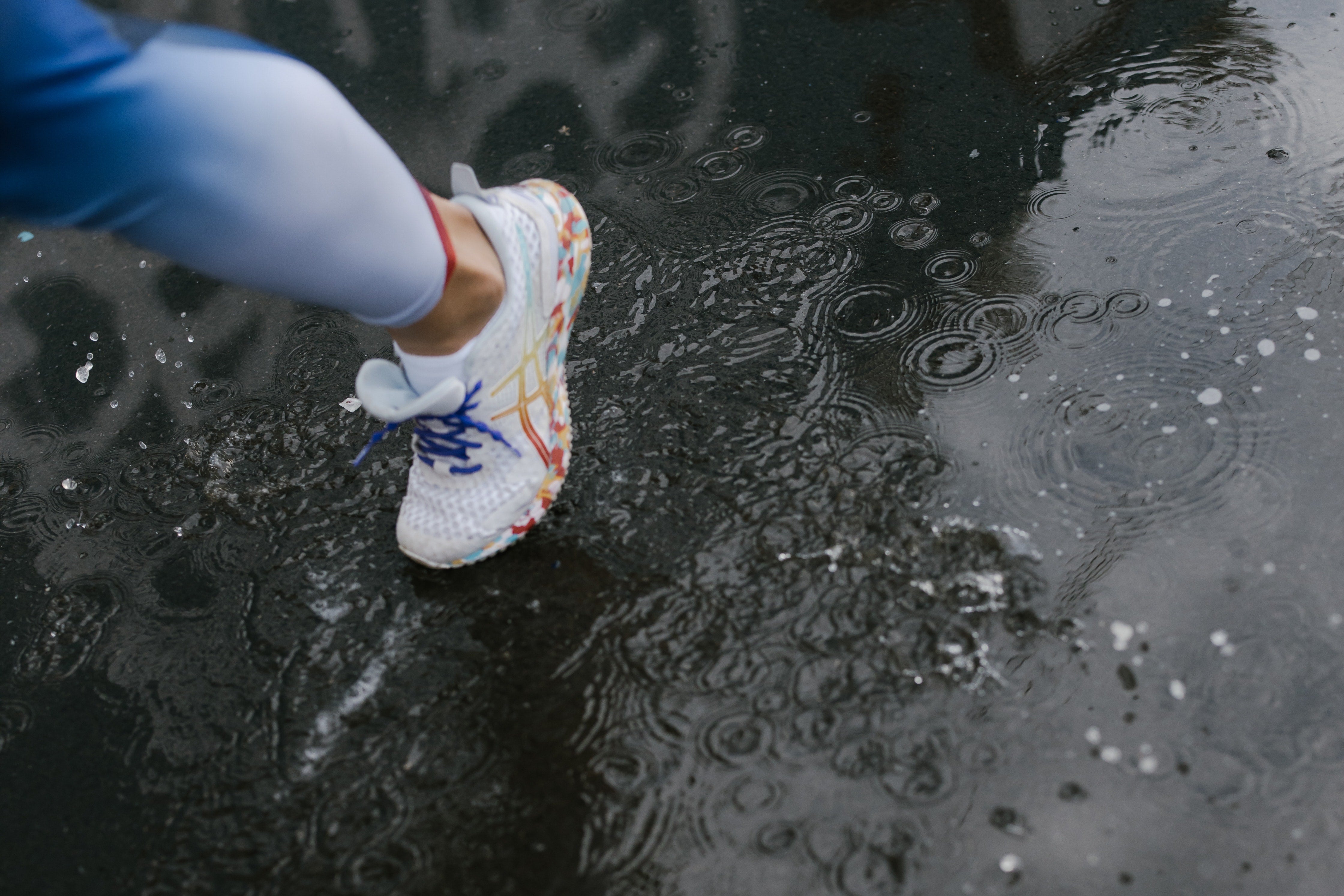 Person running in rain