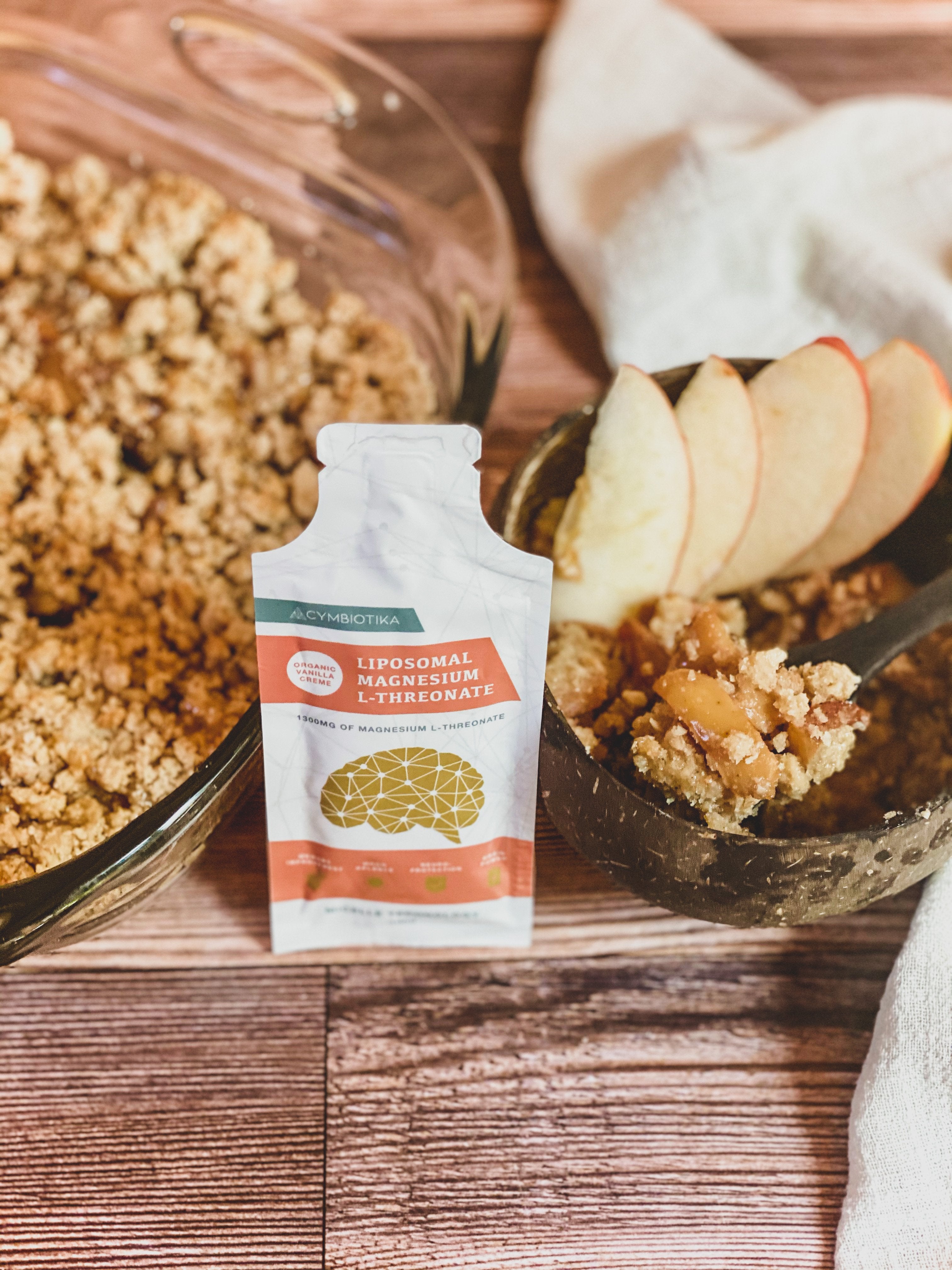 Vegan Gluten-Free Apple Crumble with Magnesium L-Threonate “Icing”
