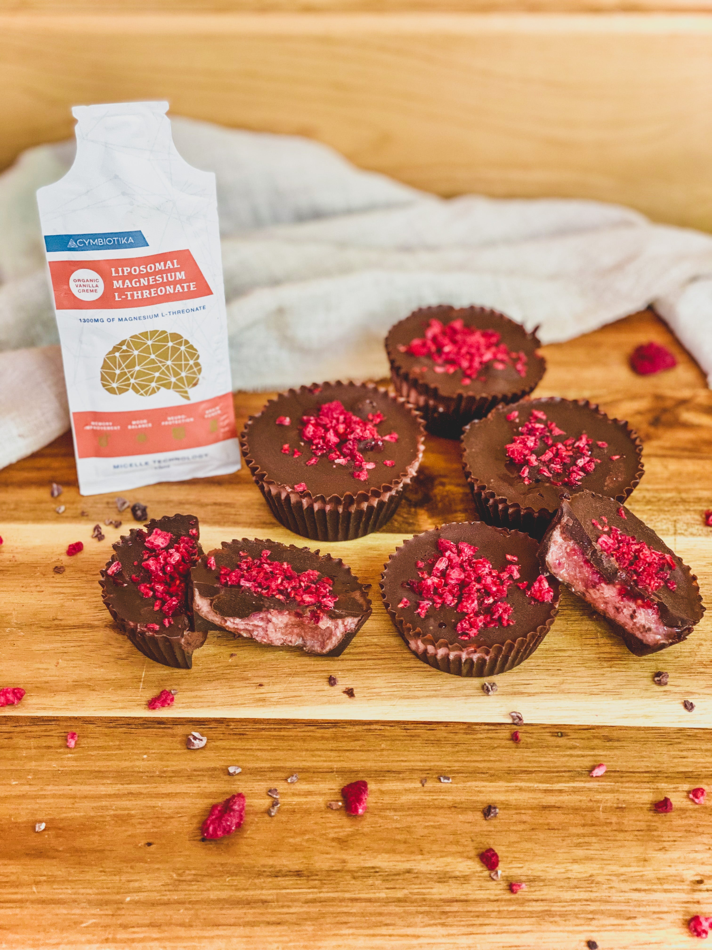 Raspberry Chocolate Cups with Magnesium L-Threonate