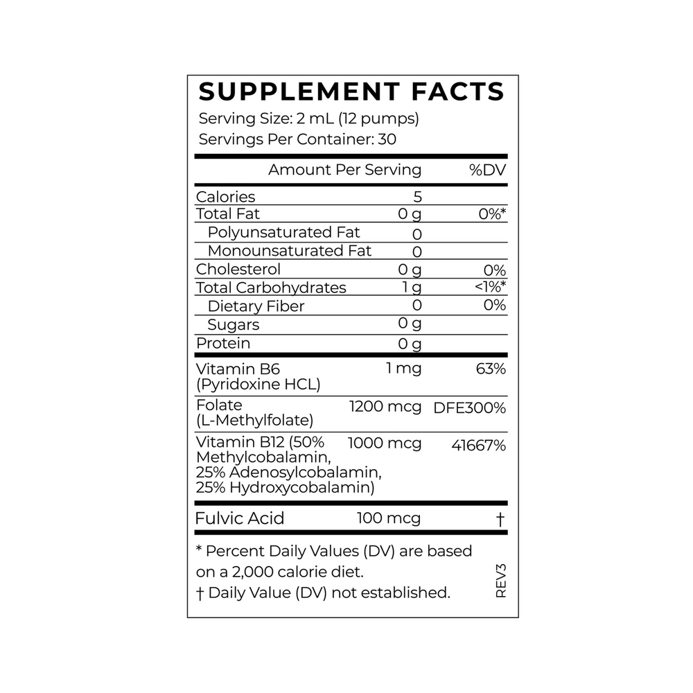 
                  
                    Liposomal Vitamin B12 + B6 Supplement Facts
                  
                