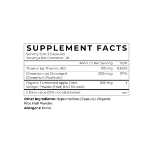 
                  
                    Apple Cider Vinegar Supplement Facts
                  
                