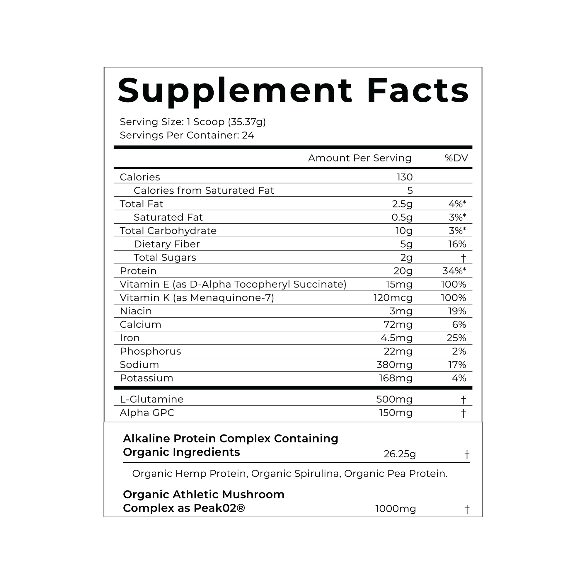 Plant Protein Supplement Facts