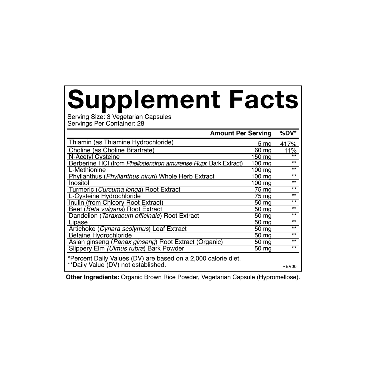 Cymbiotika® Liver Health Supplement Facts Panel
